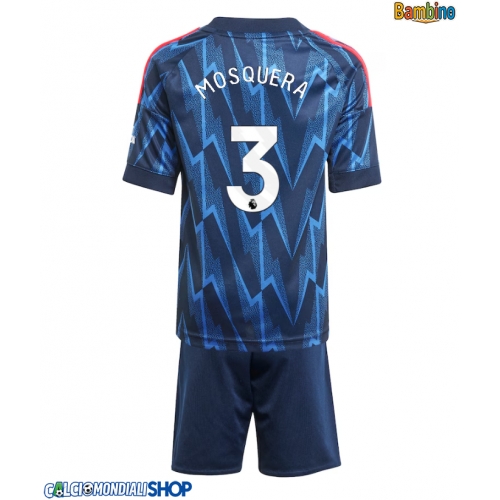 Maglie da calcio Arsenal Cristhian Mosquera #3 Seconda Maglia Bambino 2025-26 Manica Corta + Pantaloni corti)